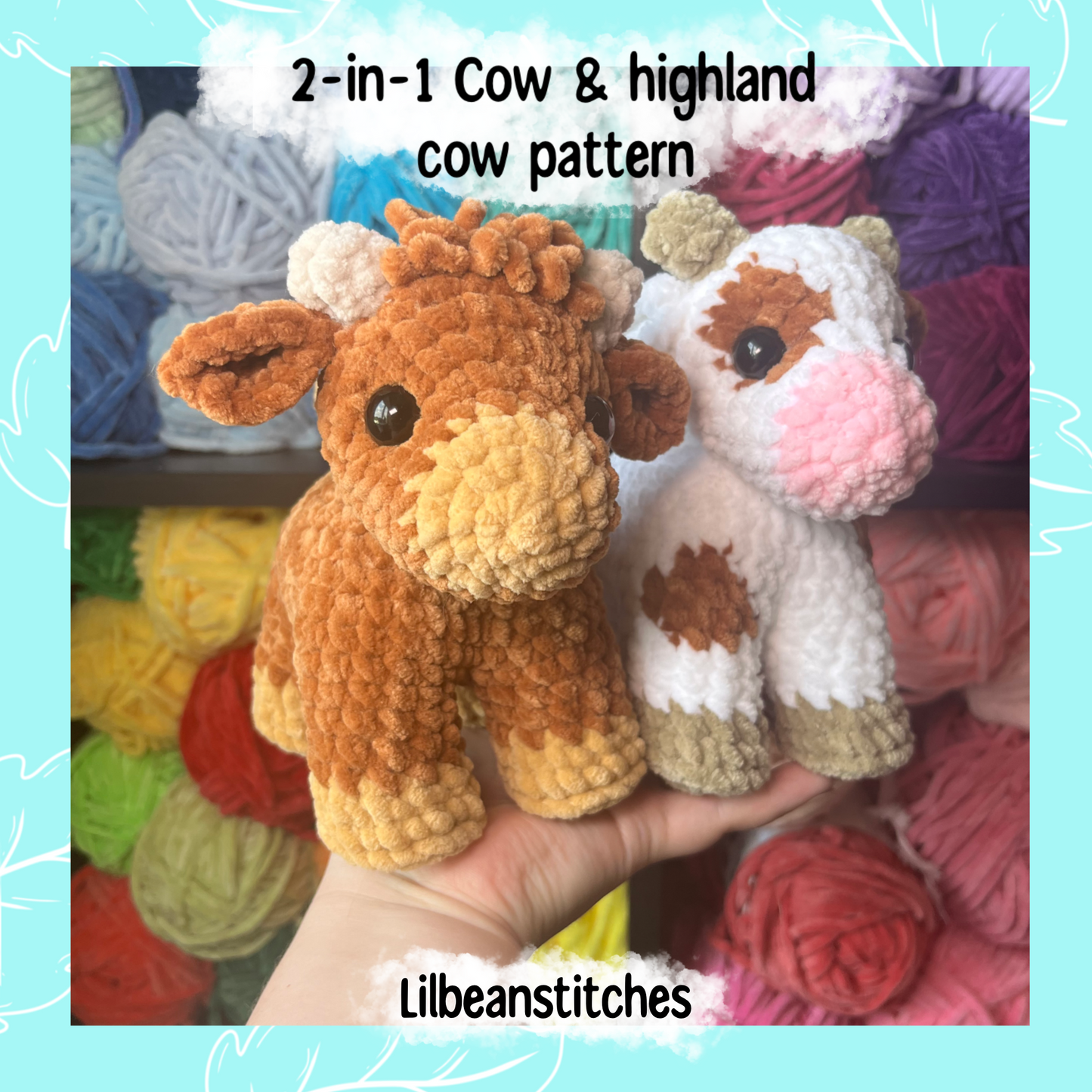 Baby cow pattern, highland cow crochet pattern, small cow crochet pattern, baby crochet cow, market crochet pattern, crochet farm animal