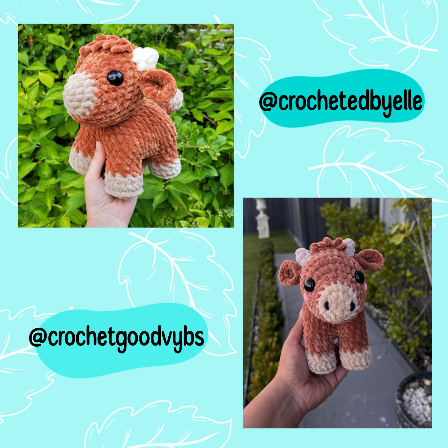 Baby cow pattern, highland cow crochet pattern, small cow crochet pattern, baby crochet cow, market crochet pattern, crochet farm animal
