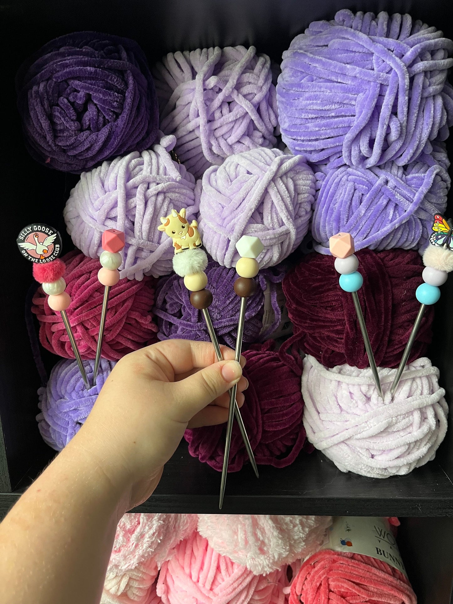 Fluffy themed ergonomic crochet hook, themed crochet hook, beade hook crochet, crochet gift, crochet present, horror crochet hook