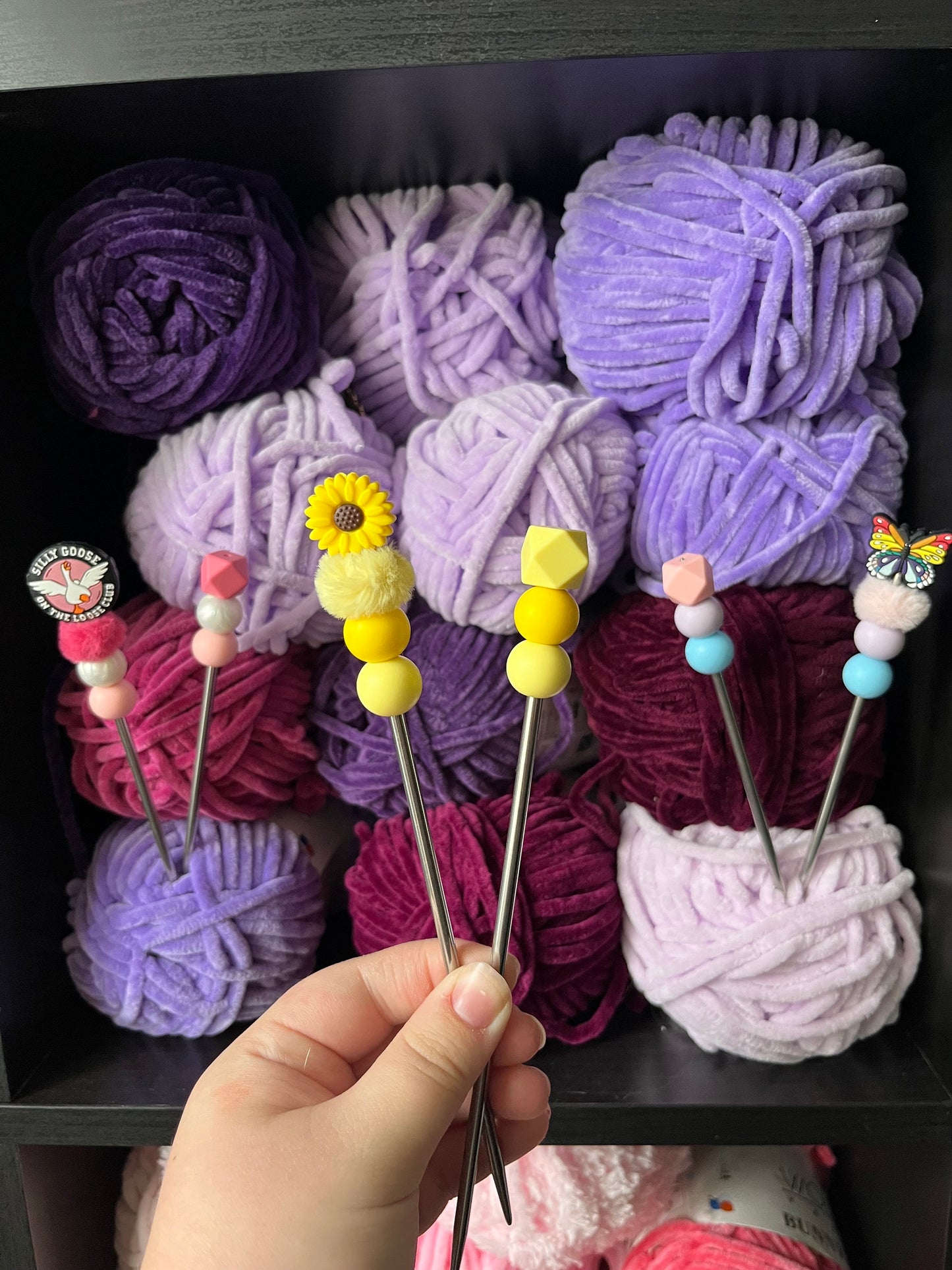 Fluffy themed ergonomic crochet hook, themed crochet hook, beade hook crochet, crochet gift, crochet present, horror crochet hook