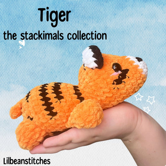 Stackimals tiger crochet pattern, lilbeanstitches, tiger pattern crochet, safari animal crochet tutorial, crochet instructions, tiger patt