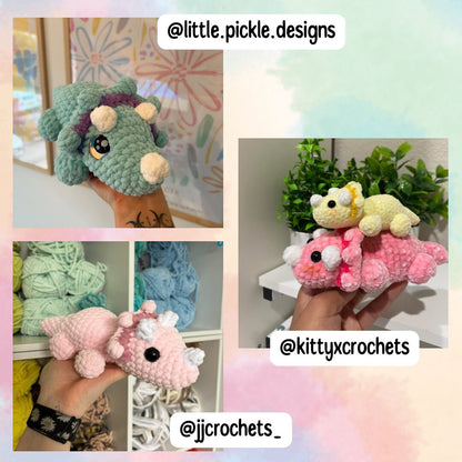 Stackimals  triceratops crochet pattern, dinosaur pattern crochet, lilbeanstitches, crochet tutorial, crochet PDF, market prep crochet