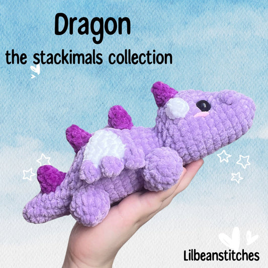Stackimals  dragon crochet pattern, dinosaur dragon pattern crochet, lilbeanstitches, crochet tutorial, crochet PDF, market prep crochet